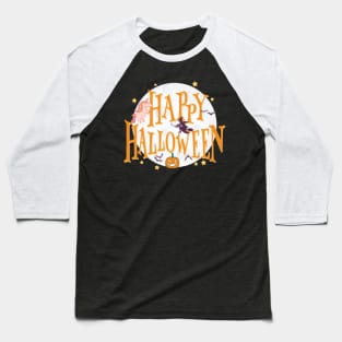 Happy Halloween Unicorn Witch Pumpkin Bat Baseball T-Shirt